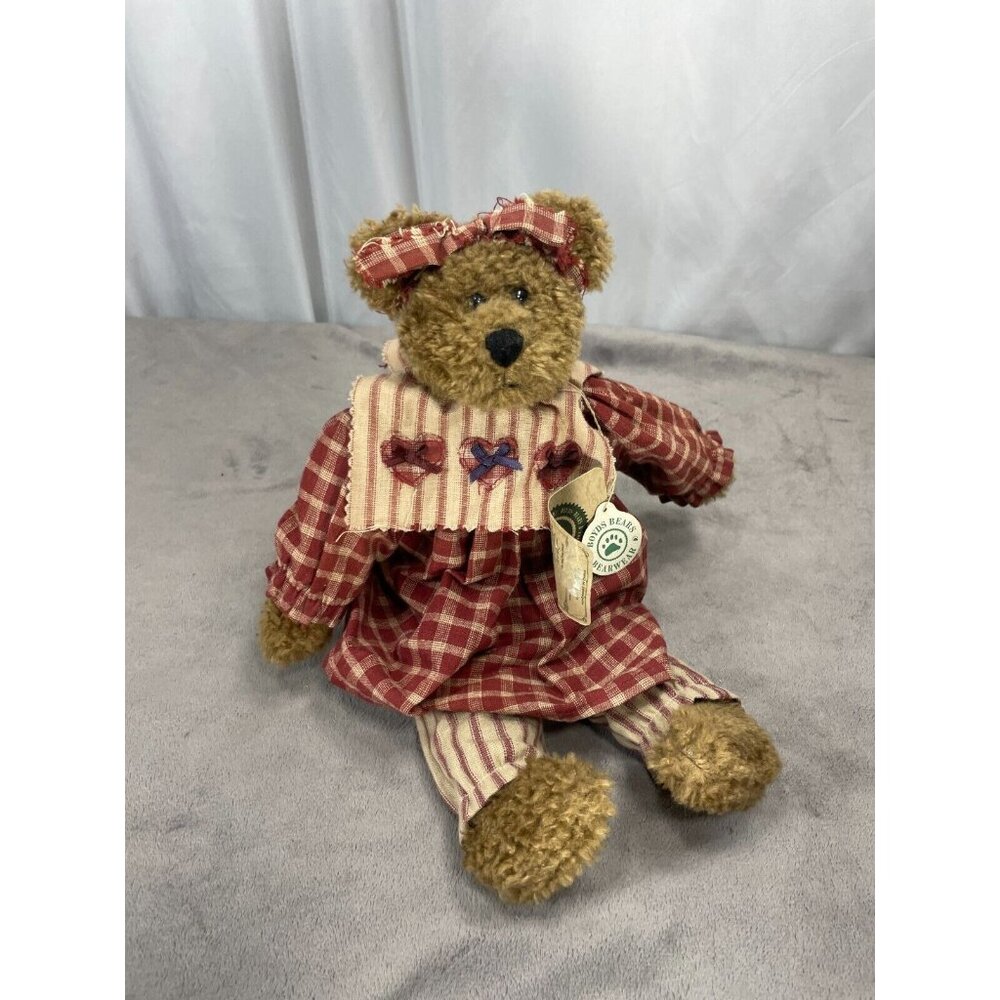 Boyds Bears Margarita Teddy Bear Red Plaid Dress Stuffed Soft Animal Plush Toy